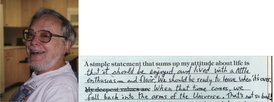 Bob's statement on his attitude about life