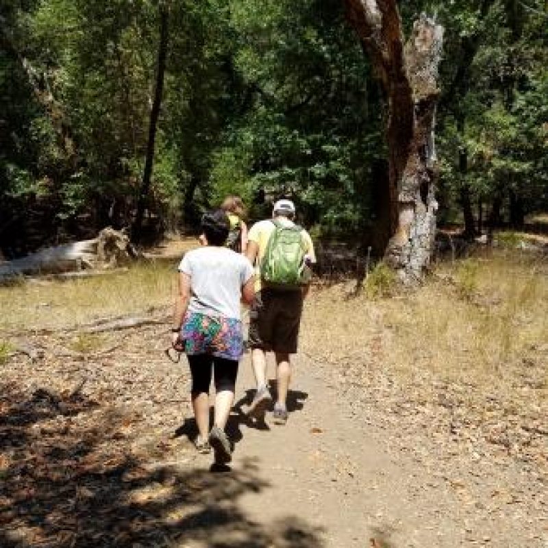 some glass lab members hiking