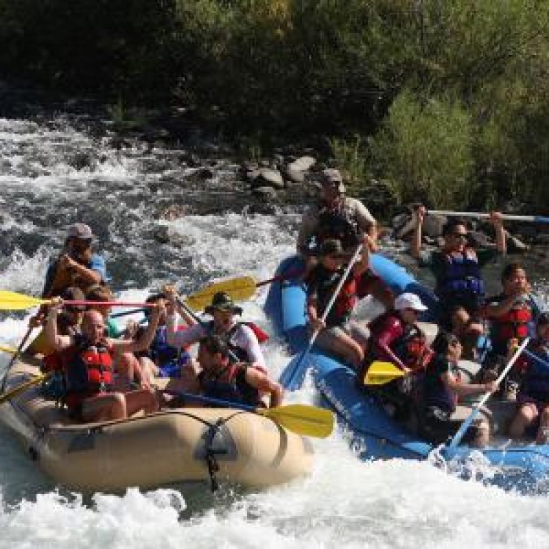 Lab members rafting