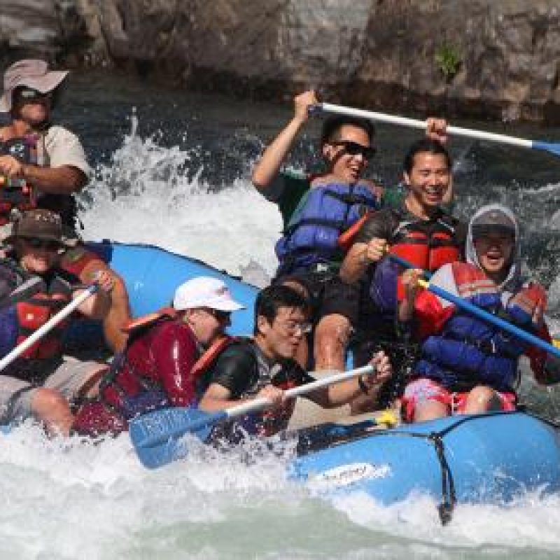 Lab members rafting
