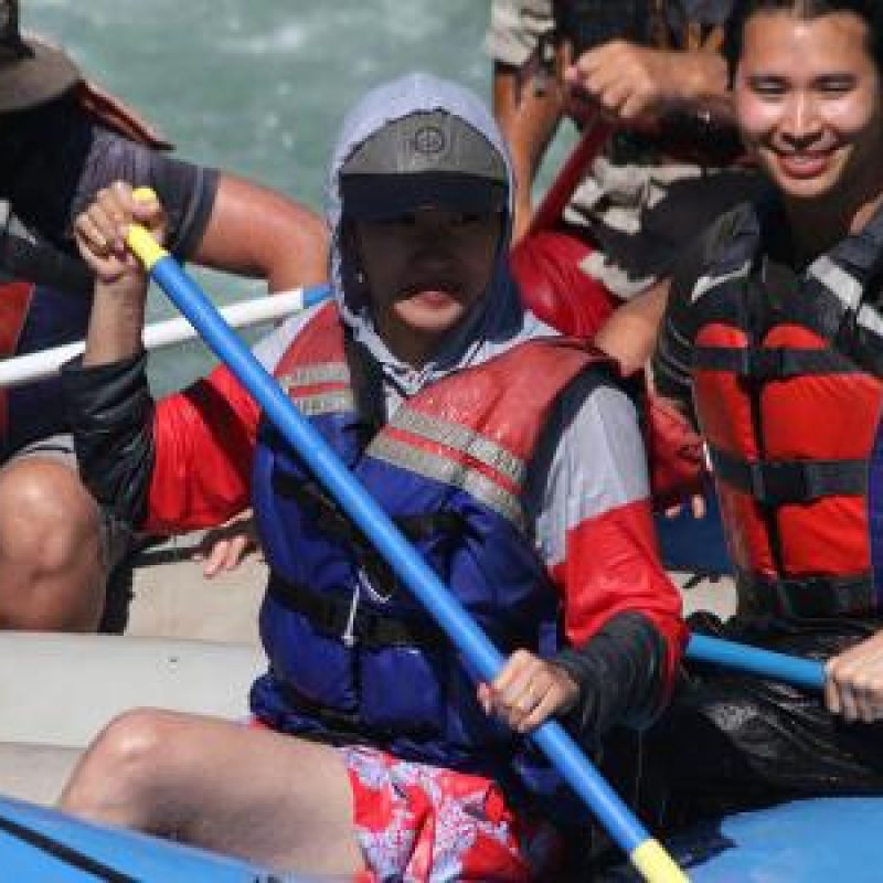 Lab members rafting