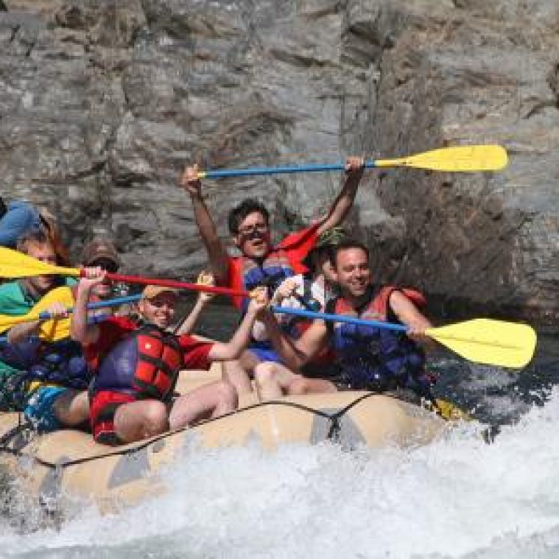 Lab members rafting