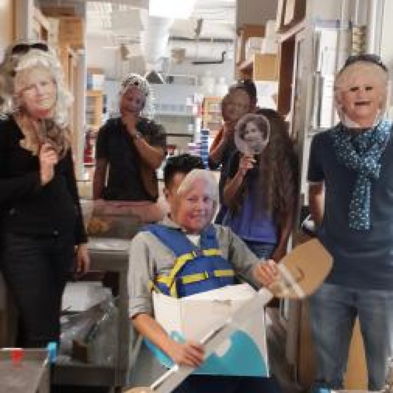 lab members dressing up as Dr. Glass for halloween