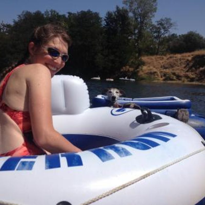 woman tubing in the American River